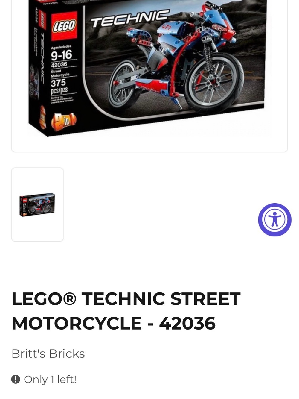 Brand NEW. Never been opened. Lego Technic Blue and Red Street Motorcycle- LT1 - Picture 3 of 12